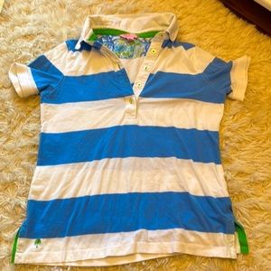 EUC Lilly Pulitzer stripes polo with print collar!